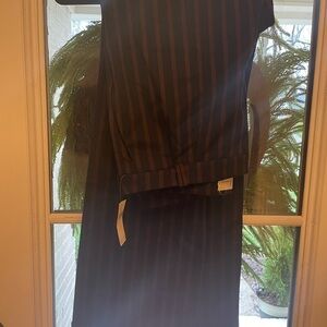 Anthropologie navy with Burgundy stripe dress pants